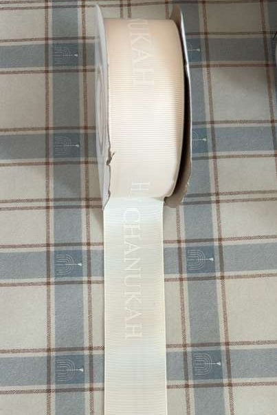 Happy Chanukah Ivory Print Ribbon
