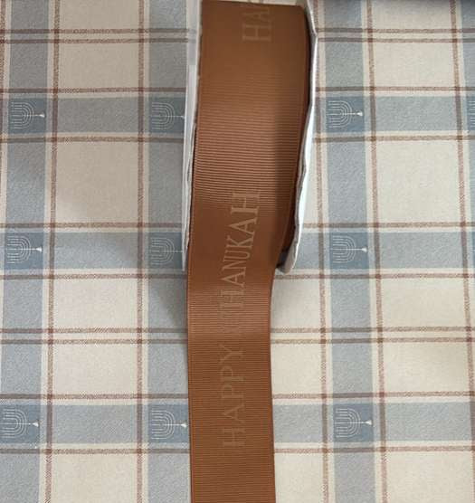 Happy Chanukah Brown Print Ribbon
