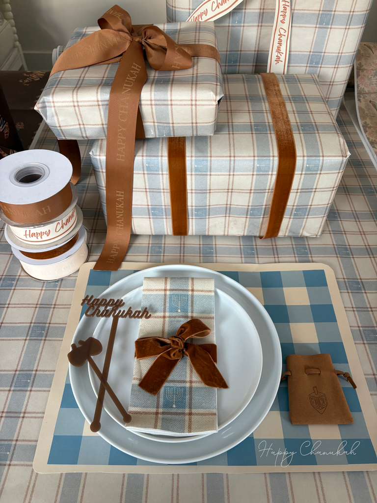 Happy Chanukah Ivory Print Ribbon