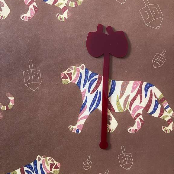 Dreidel Red Acrylic Skewer 6 Pack